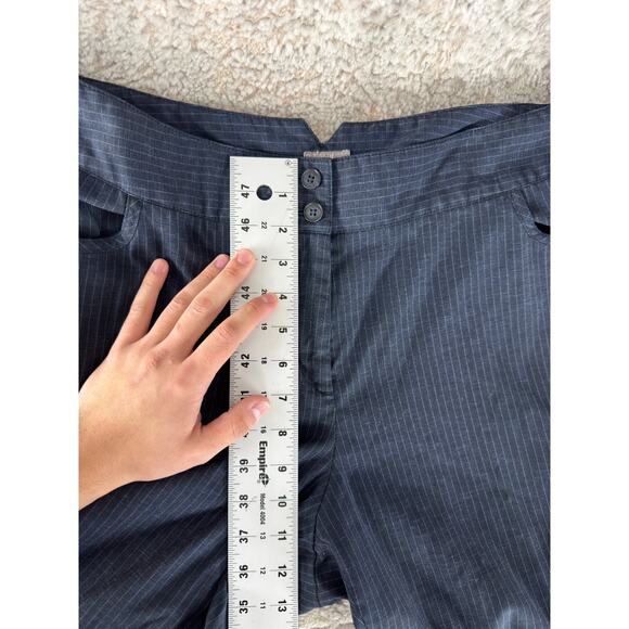 J Jill Plus Size 18 Linen Stretch Flat Front Pin Stripe Straight Leg Pants Navy - Picture 4 of 11